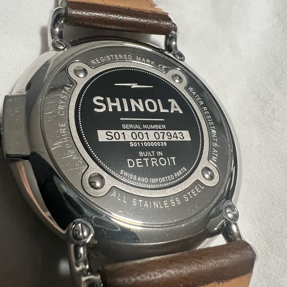 Shinola Stainless Steel Watch with Brown Leather Strap - Picture 3 of 6